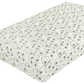 Dudu N Girlie Cot Bed Cotton Fitted Sheets | 120x60 cot mattress fitted sheet | Jersey Soft Besheet Hypoallergenic Elasticated Breathable Fitted Cot Sheets (Single Pack, Star Grey)