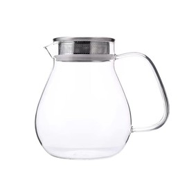IwaiLoft Glass Teapot with Removable Stainless Steel Filter Lid Stovetop & Microwave Safe Borosilicate Glass Kettle for Loose Leaf, Blooming Tea And Coffee Sharing (24OZ)