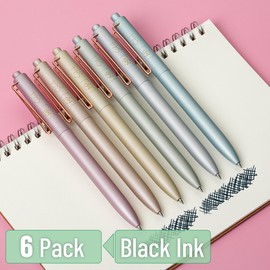 Mr. Pen- Retractable Gel Pens, 6 Pack, Black Ink Gel Pens Fine Point, Metallic Pastel Barrels
