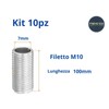 Kit of 10 M10 Galvanised Steel Threaded Rods - Accessories
