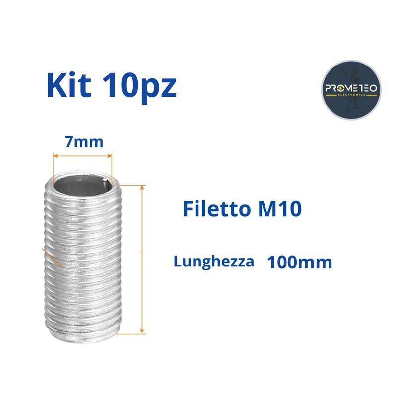 Kit of 10 M10 Galvanised Steel Threaded Rods - Accessories