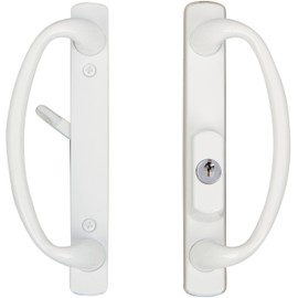 Rockwell Security Charlotte Offset Key Locking Sliding Door Handle with 3/4 Inch Keylock White Fits 1-3/4 Inch Thick Door with 4 Screw Holes
