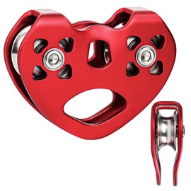 Zipline Pulley 25KN Aluminum Alloy Climbing Zip Line Pulley Stainless Steel Climbling Pulleys for Cable & Rope Rescue Climbing Hauling Backyard Zipline Outdoor Activities