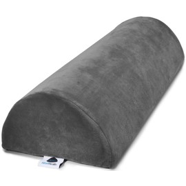 Knee Pillow for Back Sleeping | Large Half Moon Bolster Pillow for Legs, Under Knee Pillow for Sleeping on Back (20.5" x 8" x 4.5") Leg Pillow for Ankle and Foot Comfort, Machine Washable Cover, Grey