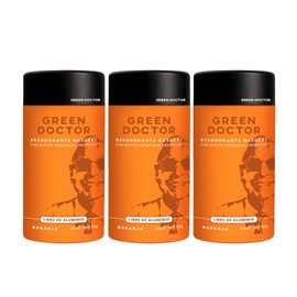 Green Doctor - Desodorante Natural sin Aluminio ni Parabenos Para Toda la Familia con Empaque Compostable - Kit 3 Piezas de 55 g c/u (Naranja)