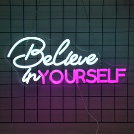 Whfobfe Believe in Yourself Neon Sign Led Neon Light Neon Signs for Wall Decor USB Powered Led Neon Signs for Room Decoration