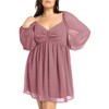 SCOMCHIC Women's Plus Size Puff Long Sleeve Dresses Sweetheart Neckline