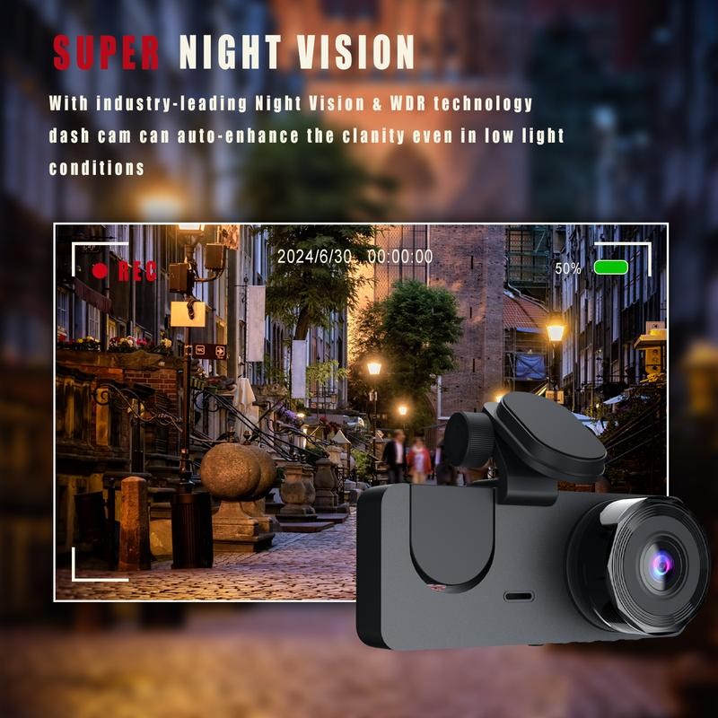 BCUOZ 3 Channel Dash Cam Front and Rear Inside, 1080P