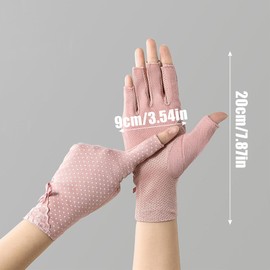 Kingsie Women's Fingerless Gloves, Half Finger Gloves, UV Protection, Women's, Fingerless, Half Finger, UV Protection, Smartphone, Sunscreen, Driving, Work, Bicycle, Cotton, Spring, Summer, Autumn, C