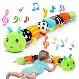 Lypsochaat Baby Sensory Toy 0 3 Month Music Animal Stuffed Plush Caterpillar Toy for Infant Baby Toy 0-3-6 Month Tummy Time with Crinkle Rattle for Boys Girls 6-12 Month Newborn Birthday Gifts