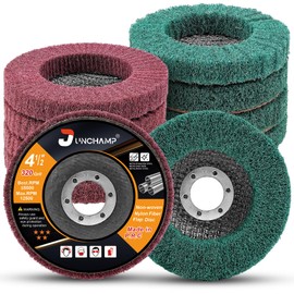 Junchamp 10Pcs 180 & 320 Grit Scour Flap Disc 4 1/2 Inch Angle Grinder Attachment for Metal & Wood Scouring Pads Polishing Wheel Sanding Disc Paint Rust Remover