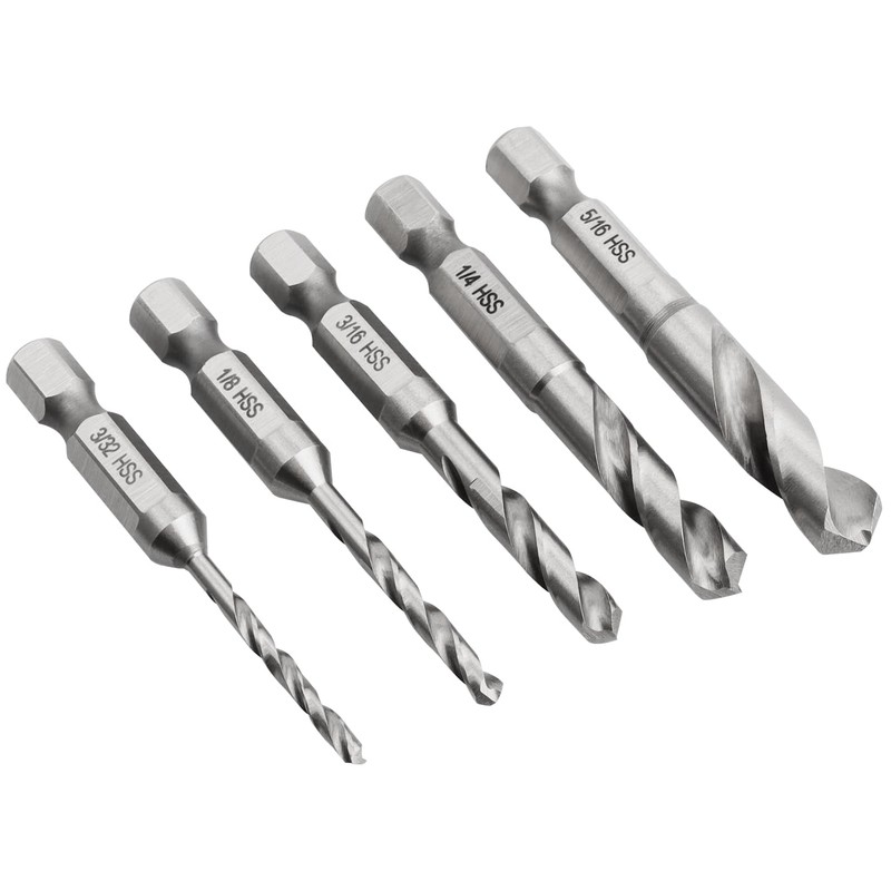 Mesee 5 Pieces Stubby Drill Bit Set 1/4" Hex Shank