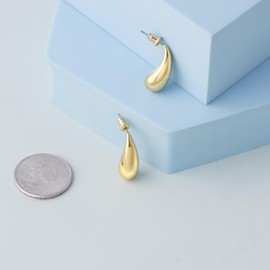 Chunky Gold Waterdrop Earrings for Women and Men, Lightweight Teardrop Hollow Hoop Earrings | Hypoallergenic Fashion Jewelry