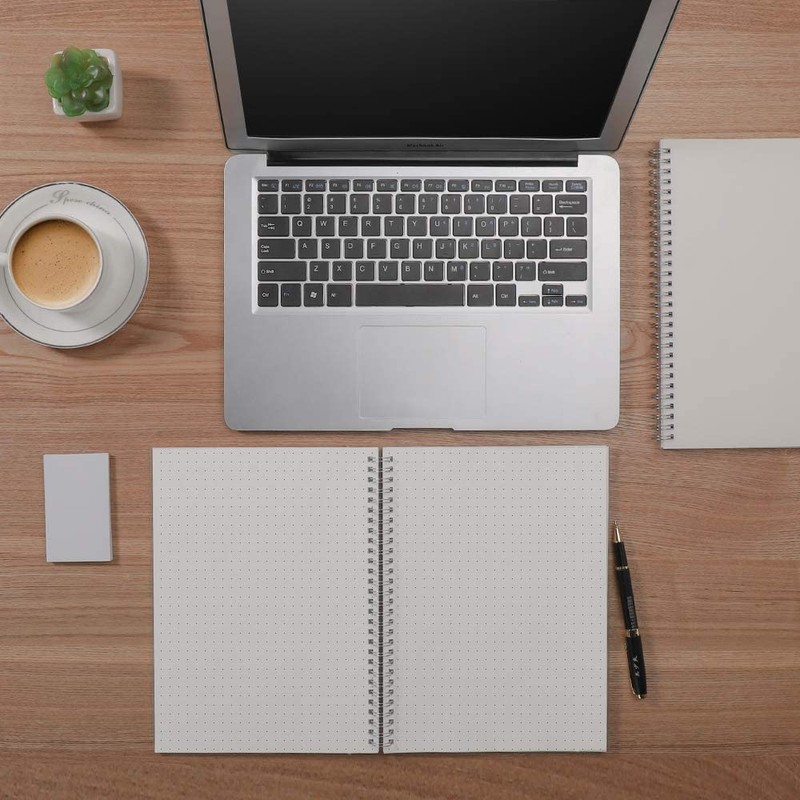 RETTACY Dotted Bullet Grid Journal with Transparent Hardcover,Wirebound Notebook 7.3"X