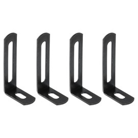 sourcing map 4Pcs L-Shaped Brackets Corner Brace, 1.97"x0.94"x0.47" Corner Bracket Shelf Bracket Right Angle Brackets for Wood Shelves Furniture (50x24x12mm, Black)