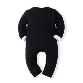 Kimocat Baby Boy Romper Tuxedo Jumpsuit Gentleman One-Piece Button-Down Bowtie Wedding Suit Bodysuit 0-6 Months