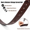LEACOOLKEY Western Leather Belt Strap for Men Cowboy Belts without