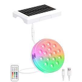 VeoeV Solar Pool Lights with Remote Control, 16 Colors RGB LED Submersible Waterproof IP68, Solar Powered Magnetic Underwater Lights for Above Ground & Inground Pools, Ponds-1PACK