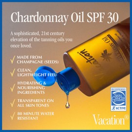 VACATION Vacation Chardonnay Oil SPF 30 & Air Freshener Bundle, Hydrating & Nourishing, Lightweight, Transparent on All Skin Tones, Water-Resistant, Travel Size Sunscreen, 3.4 Fl. Oz.