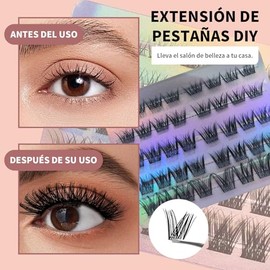 Kit de Extensión de Pestañas, D Curl, Pestañas Postizas en Racimo de 8-16mm, Kit de Extensiones de Pestañas DIY con 40 Racimos, Racimos de Pestañas Individuales para Extensiones de Pestañas - Natural