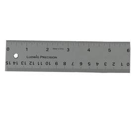 Ludwig Precision Non-Slip Backed Aluminum Straight Edge Ruler, 6-INCH, Silver