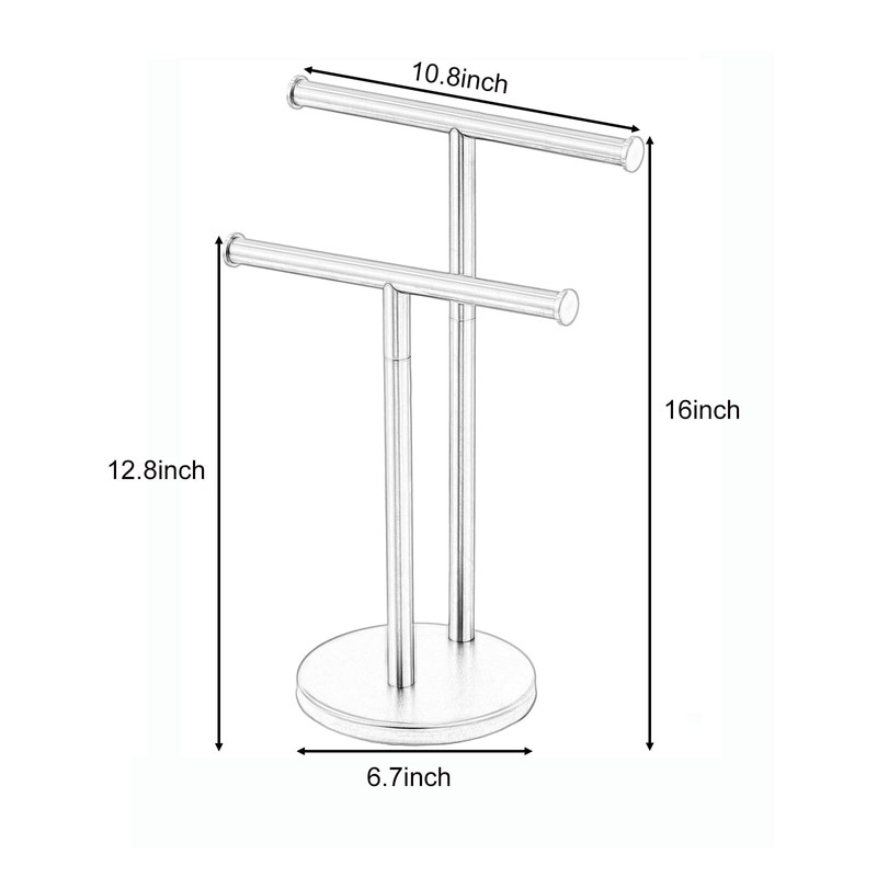 Black Hand Towel Holder Stand, Double T-Shape Hand Towel Stand