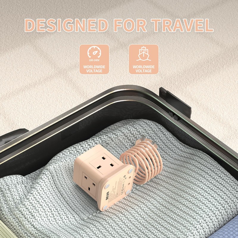 Cube Extension Lead with USB Slots, BEVA 4 Way Multi