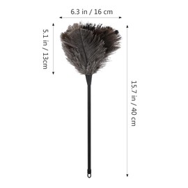 Ostrich Feather Duster 15.7 inch Feather Duster Fluffy Natural Genuine Ostrich Feathers with Wooden Handle and Eco-Friendly Reusable Handheld Ostrich Feather Duster for Cleaning Supplies