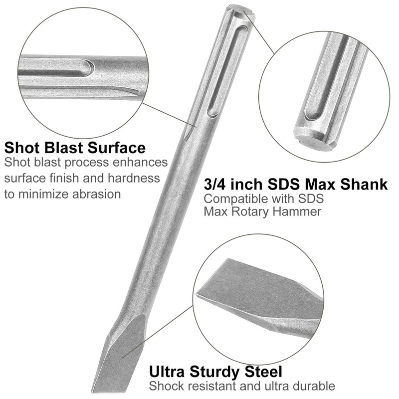 6 Pcs SDS Max Bits Chisel Set Hammer Drill Chisel