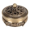 Coil Incense Burner with Lid Antique Beautifully Carved Electroplating Zinc