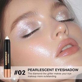 FeiCuiYun Paleta de Sombra de Ojos en Barra Cremosa Monocromática con Purpurina y Brillo | Lápiz 2 en 1 de Sombra de Ojos y Delineador para Mujeres | 