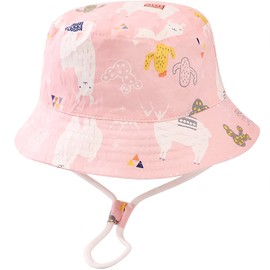 Malaxlx Unisex Baby Toddler Kids Sun Hat Fishing Hat Summer Hat for Girls Boys, Alpaca Pink