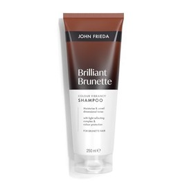 John Frieda Brilliant Brunette Colour Vibrancy Shampoo 250ml. Brown Hair Care with Tone Depositing Support for Rich Shine and Brunette Hair Routine
