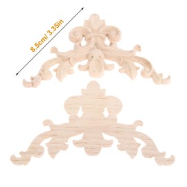 MUXSAM Carved Wood Rosette Onlays Appliques for Cabinet, 4-Pack Unpainted Corner Carvings Decals Decoration for Door Mirror Pew Wall Frame Fireplace Drawer Furniture(8.5x8.5cm/3.35"x3.35")