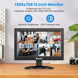 Eyoyo 8 Inch Small Monitor, 1024x768 4:3 IPS Mini Screen Support HDMI/VGA/AV/BNC Input with Remote Control & Built-in Speakers, Security Monitor for Computer Raspi CCTV Camera