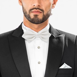 HAWSON Bow Tie for Men Pre Tied Adjustable Mens BowTies Wedding Party Concerts Party Graduation, White, Medium