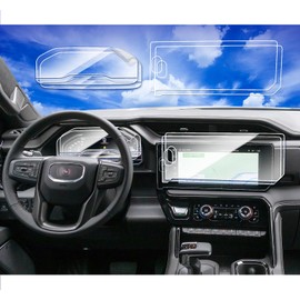XXCIWP 4Pack 2025 Sierra 1500 Screen Protector for 2022-2024 2025 GMC Sierra 1500 2500/3500HD Accessories 13.4Inch 2023 Sierra AT4 Denali 13.4'' (2p Glass Nav. Film&2p Nano Dash Film)