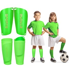 Soccer Shin Guards Soccer Shin Pads Set with Shin Sleeves and Long Soccer Socks Optimized Insert Pocket Protective Soccer Lightweight Soccer Equipment for Boys Girls Men Soccer Game(Green)
