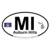 US Decal, Inc. Auburn Hills, Michigan Oval Sticker with State