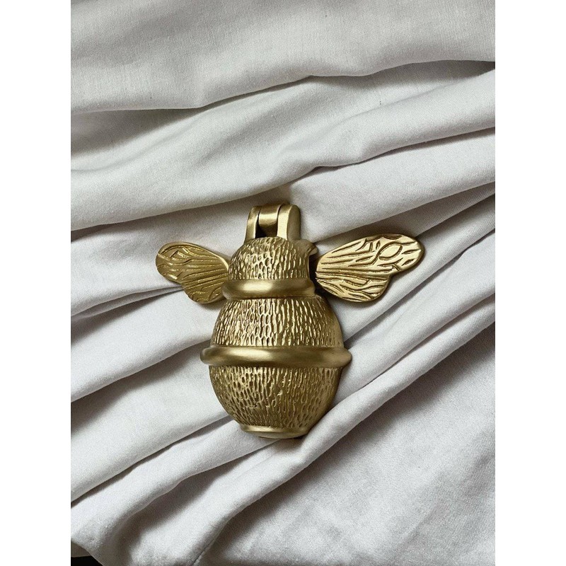 Gold Bee Door Knocker for Front Door | Polished Solid