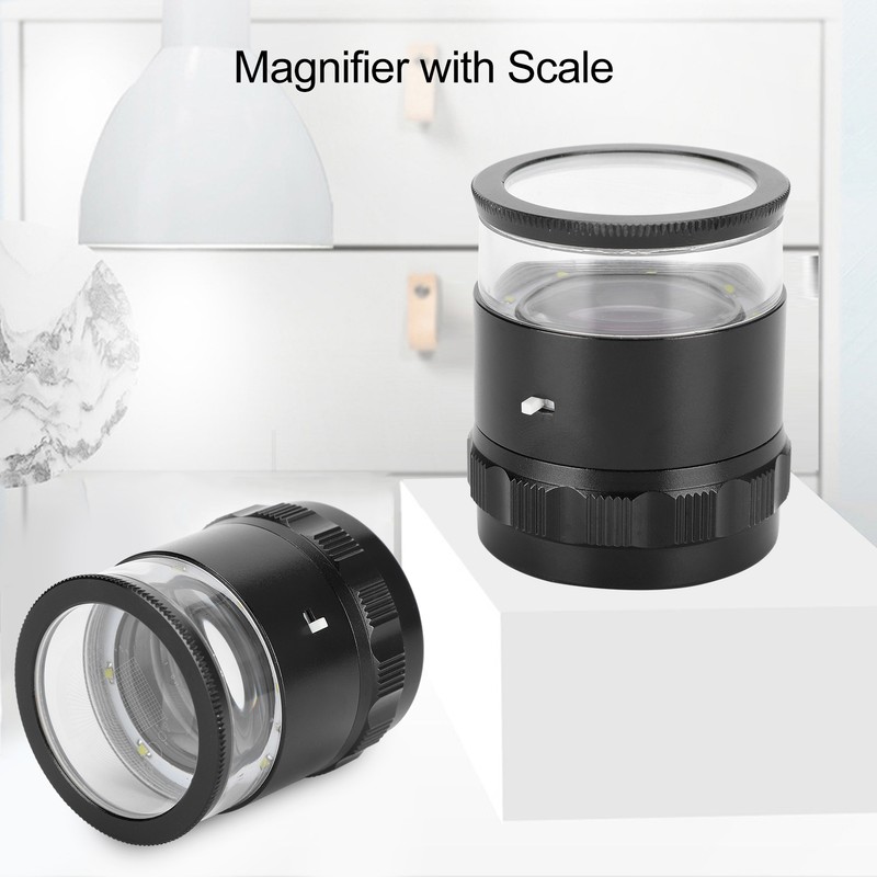 8LED 10X Magnifier Loupe with Scale High Definition Adjustable Magnifying