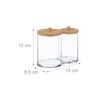 Relaxdays Plastic Container with Bamboo Lid, Organiser Cotton Pads and