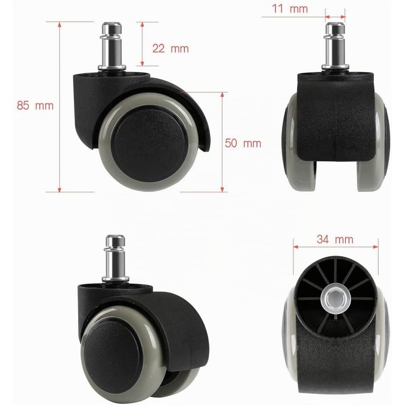Lihao 5 Ruedas para Silla de Oficina Universales Resistentes a