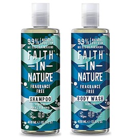 Faith In Nature Fragrance Free Shampoo and Body Wash Duo Pack | Vegan | No Cruelty | 99% Natural Fragrance | No From SLS or Parabens