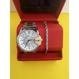 Diesel BraNEW GIFT SET Diesel Master Chief Two-Tone Men's Watch With Bracelet DZ2182SET