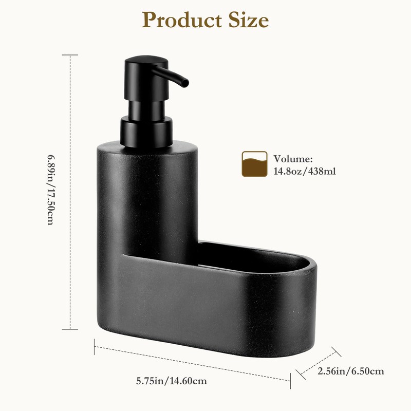 Shinowa Dish Soap Dispenser with Sponge Holder, Refillable Kitchen Dish