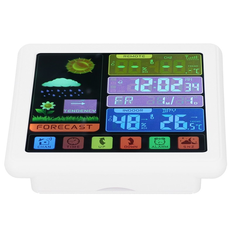 Wireless Weather Clock Digital Thermometer Hygrometer with Touch Screen for
