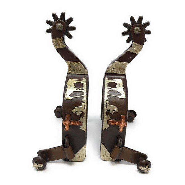 AJ Tack Men's Praying Cowboy Spurs with Copper Cross
