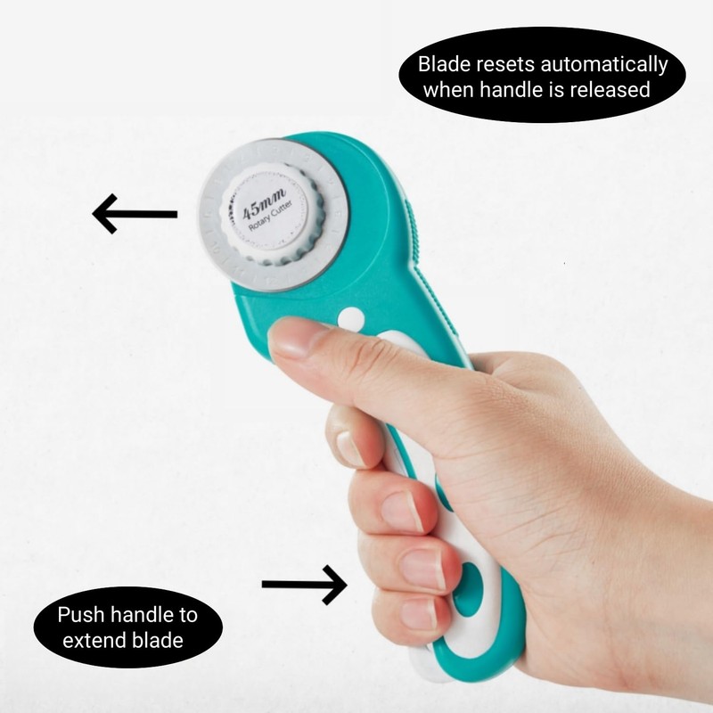 45mm Rotary Cutter for Fabric with 8pcs Rotary Blades, Rolling
