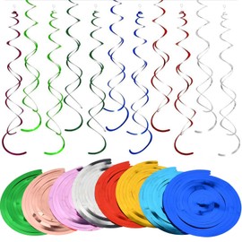 Aomhrek Party Hanging Spiral Decorations, New Year's Eve Decoration 2025, Golden Streamers & Garlands for Birthday, Christmas and New Year's Eve Parties, 48-Piece Set of Party Decorations